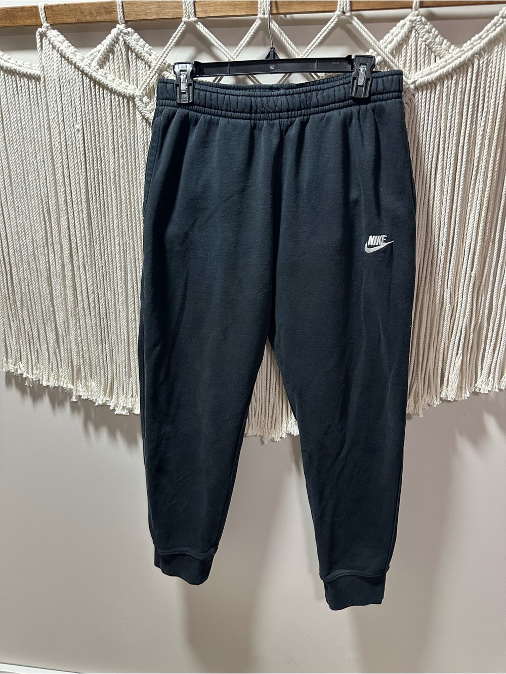 Nike Black Jogger Sweatpants with White Swoosh